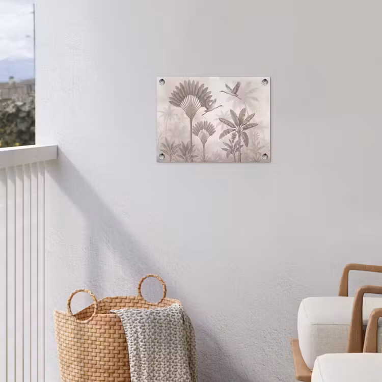 Vogel - Tropisch - Jungle - Natuur - Beige tuinposter los doek klein -sfeer8