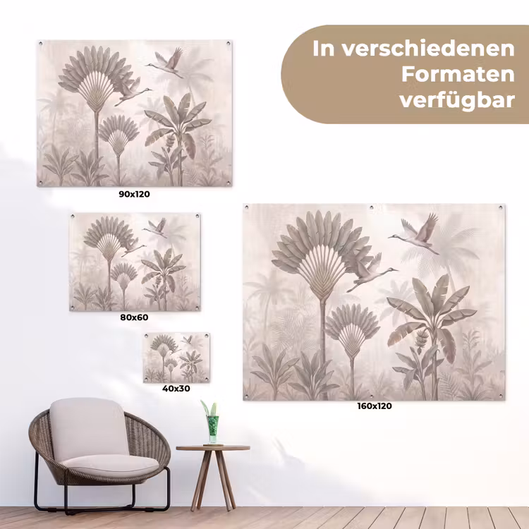 Vogel - Tropisch - Jungle - Natuur - Beige tuinposter los doek klein -Xsfeer9_DE