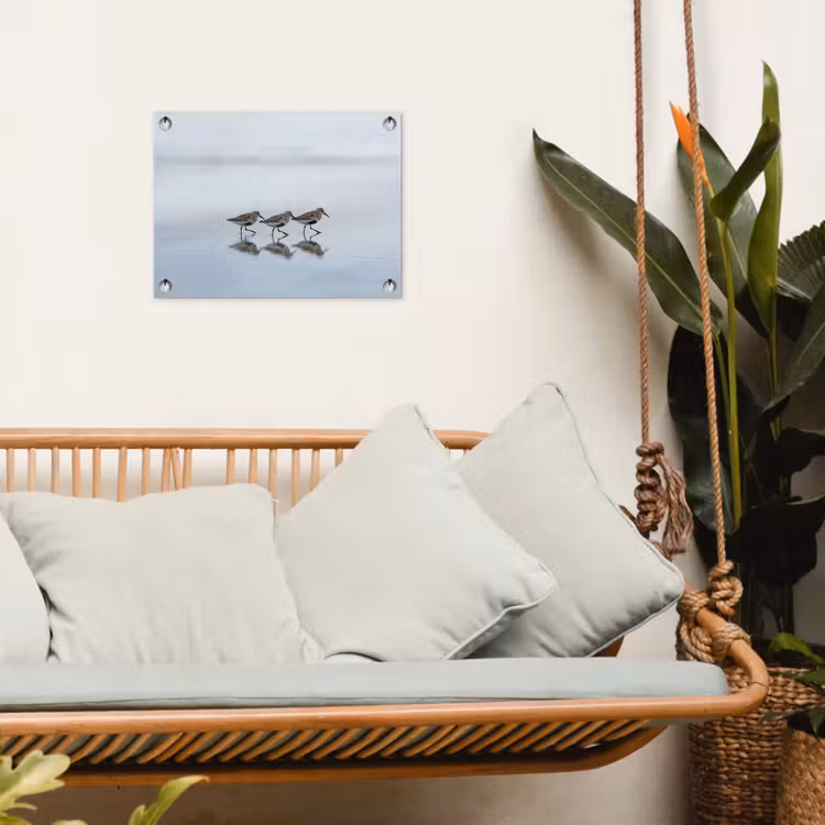 Vogels - Water - Grijs tuinposter los doek klein -sfeer7