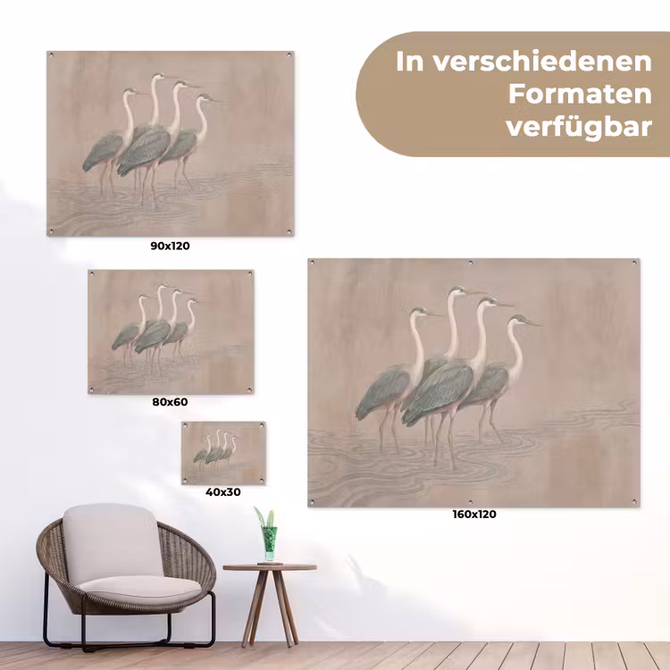 Vogel - Water - Natuur - Vintage tuinposter los doek klein -Xsfeer9_DE