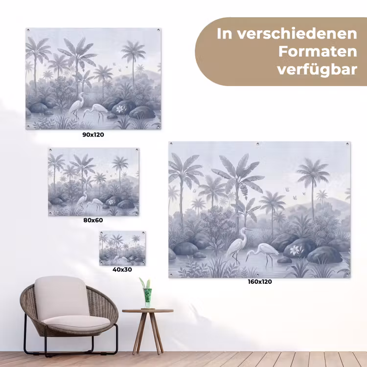 Vogel - Water - Tropisch - Natuur - Blauw tuinposter los doek klein -Xsfeer9_DE