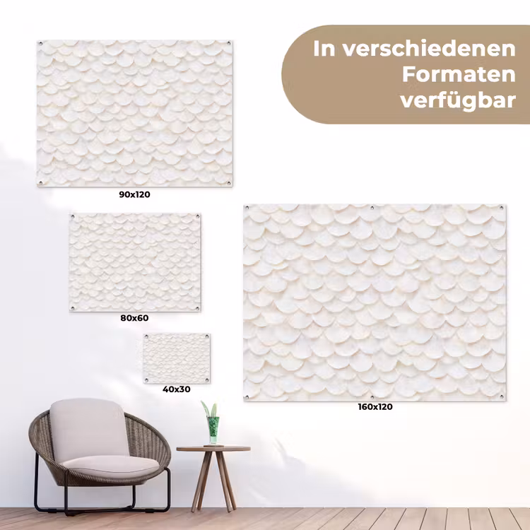 Schubben - Wit - Elegant tuinposter los doek klein 239 -Xsfeer9_DE