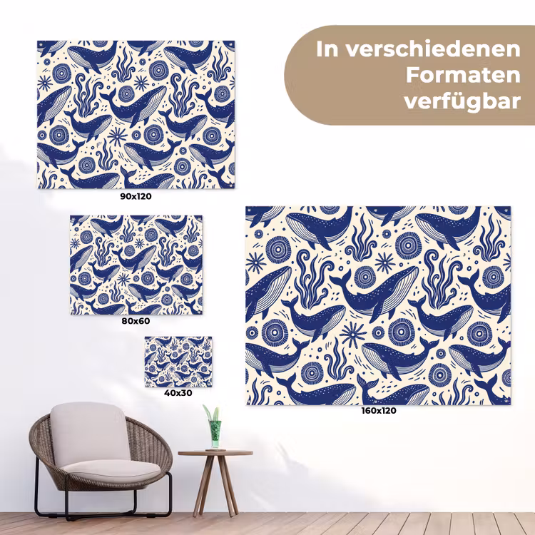 Walvis - Onderwater - Dieren - Abstract - Blauw tuinposter los doek klein -Xsfeer9_DE