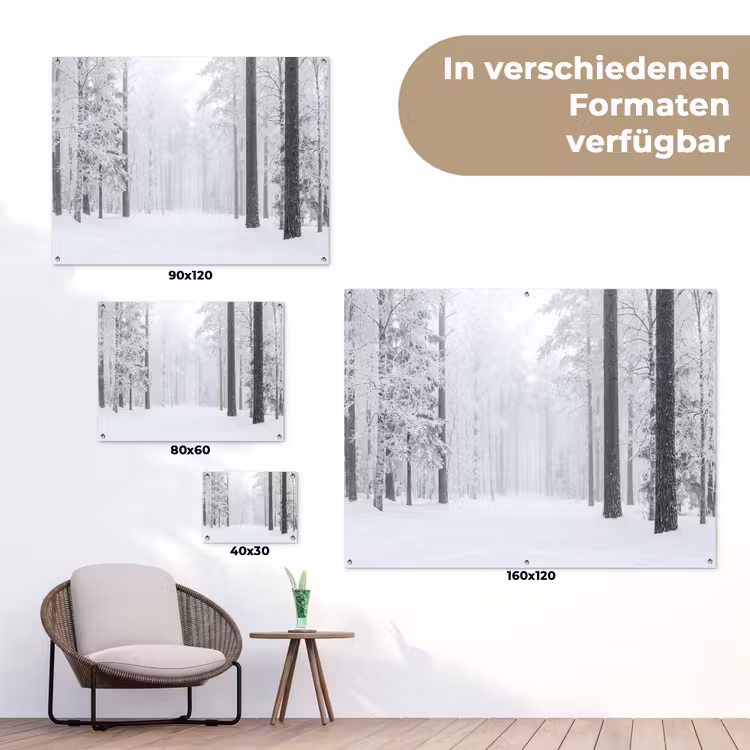 Bos - Sneeuw - Pad - Winter - Stilte tuinposter los doek klein -Xsfeer9_DE
