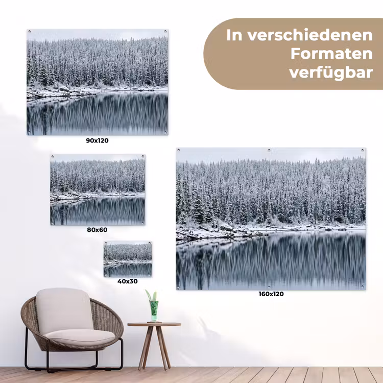Bos - Reflectie - Meer - Winter - Serene tuinposter los doek klein -Xsfeer9_DE