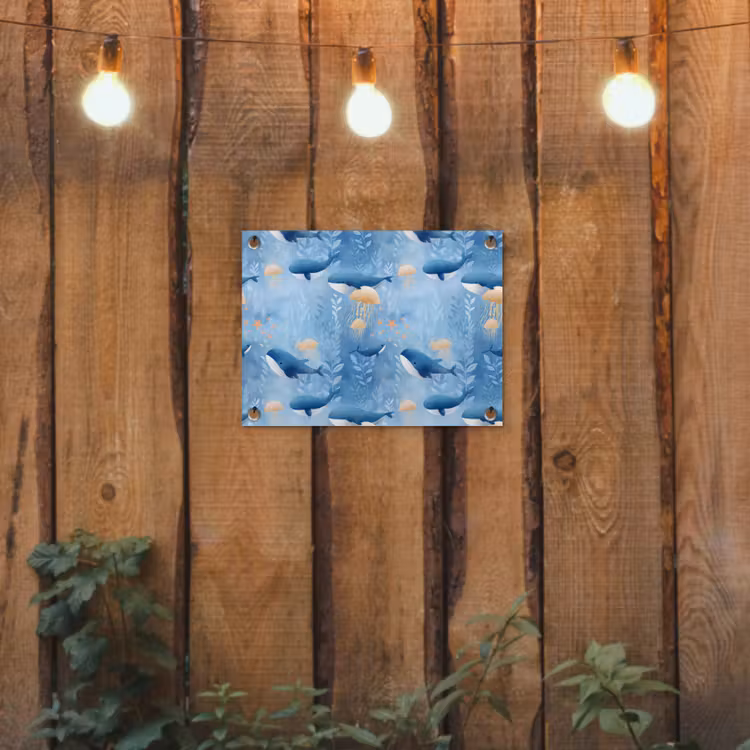 Walvissen - Oceaan - Blauw tuinposter los doek klein 239 -sfeer1
