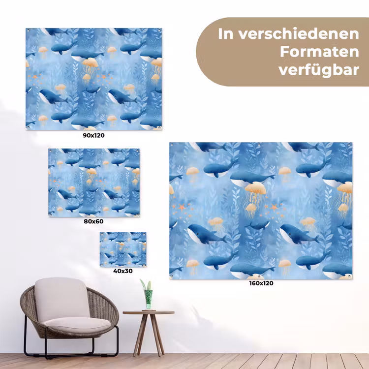 Walvissen - Oceaan - Blauw tuinposter los doek klein 239 -Xsfeer9_DE
