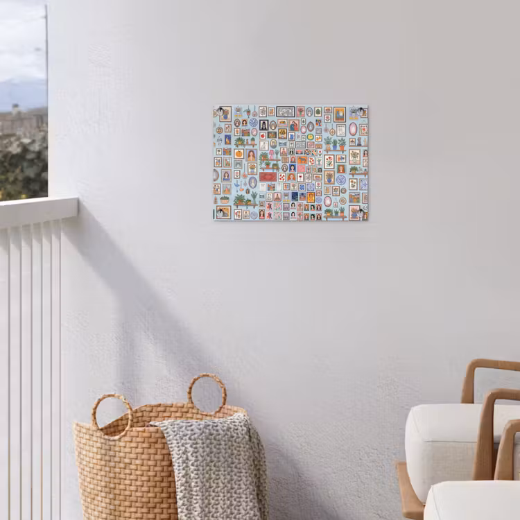Wanddecoratie - Collectie - Huis - Illustratief - Kleurrijk tuinposter los doek klein -sfeer8