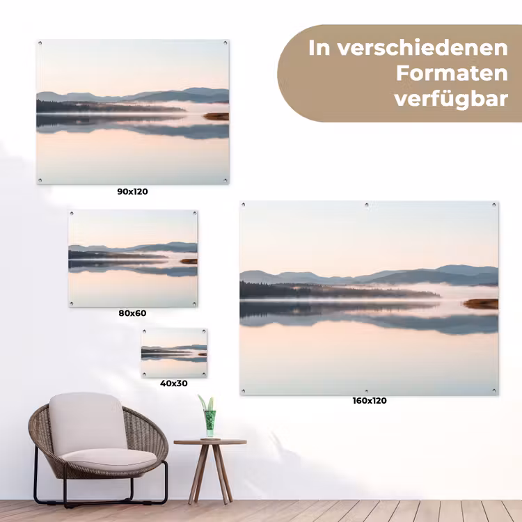 Water - Bomen - Mistlaag tuinposter los doek klein -Xsfeer9_DE