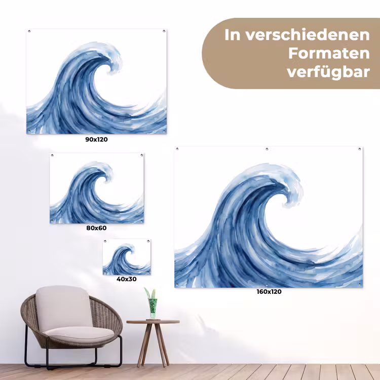 Water - Beweging - Natuur - Modern - Blauw tuinposter los doek klein -Xsfeer9_DE