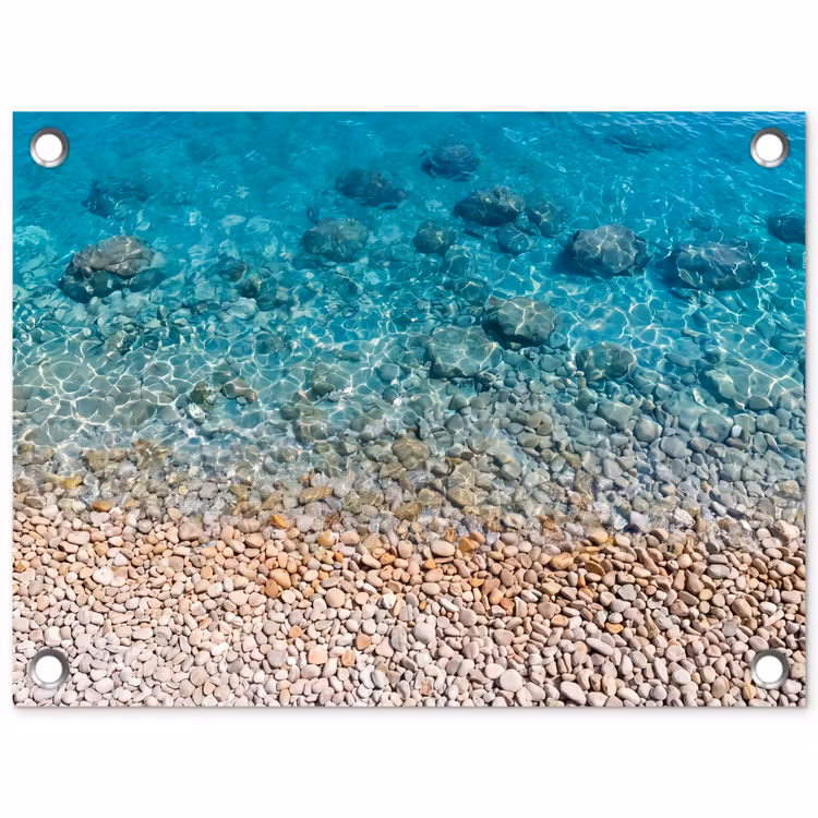 Water - Kiezels - Natuur - Levendig - Turkoois tuinposter los doek klein -3d