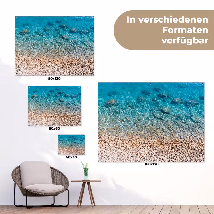 Water - Kiezels - Natuur - Levendig - Turkoois tuinposter los doek klein -Xsfeer9_DE