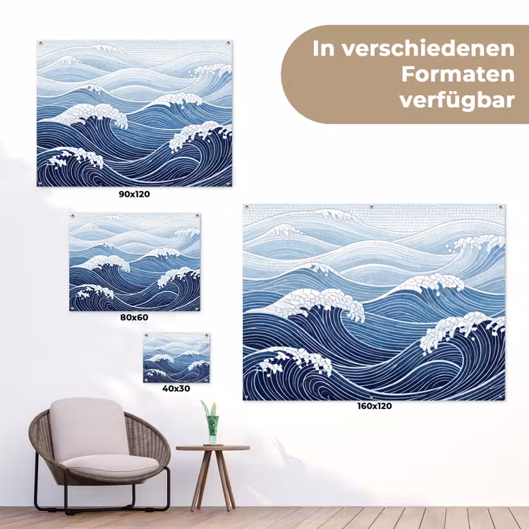 Water - Mozaïek - Landschap - Modern - Blauw tuinposter los doek klein -Xsfeer9_DE