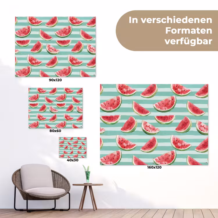Watermeloen - Strepen - Groen tuinposter los doek klein 239 -Xsfeer9_DE