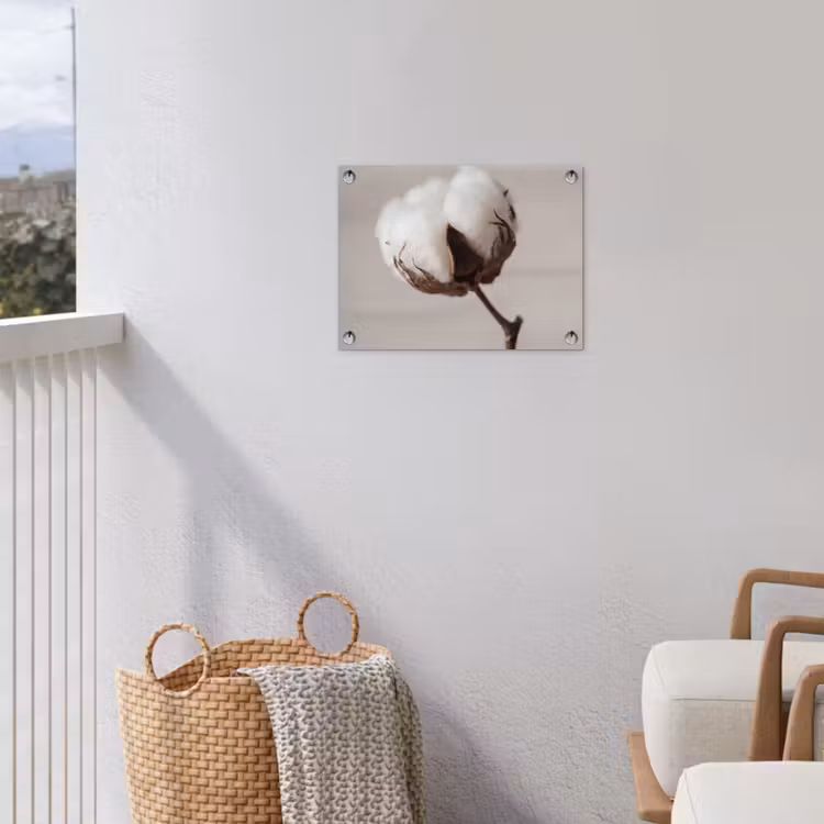 Katoenbol - Minimalistisch - Wit tuinposter los doek klein -sfeer8