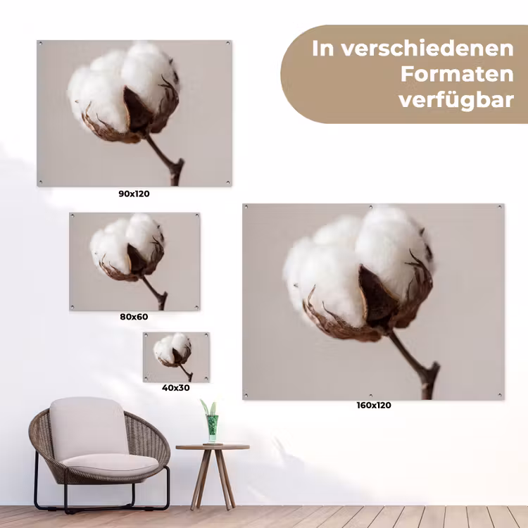 Katoenbol - Minimalistisch - Wit tuinposter los doek klein -Xsfeer9_DE