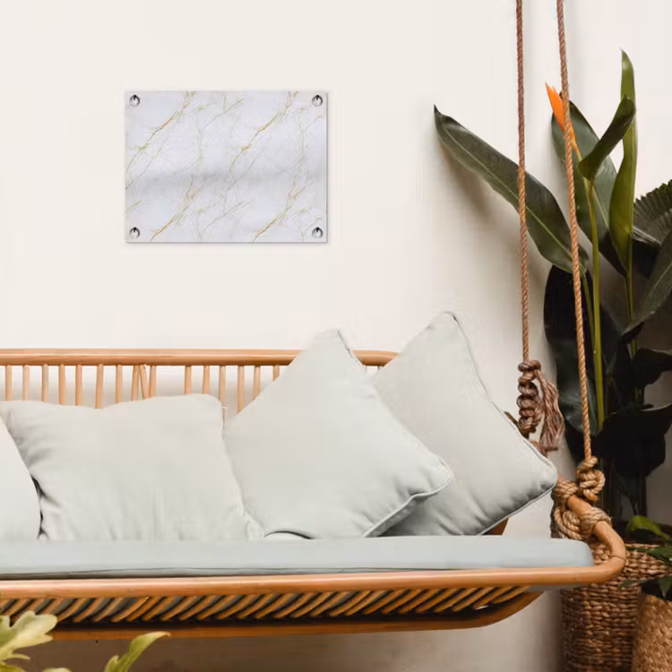 Wit - Marmer - Goud - Luxueus tuinposter los doek klein 239 -sfeer7