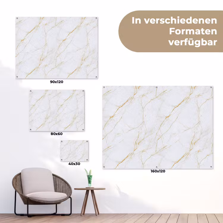 Wit - Marmer - Goud - Luxueus tuinposter los doek klein 239 -Xsfeer9_DE