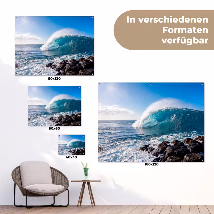 Golf - Oceaan - Brekend - Water - Blauw tuinposter los doek klein -Xsfeer9_DE