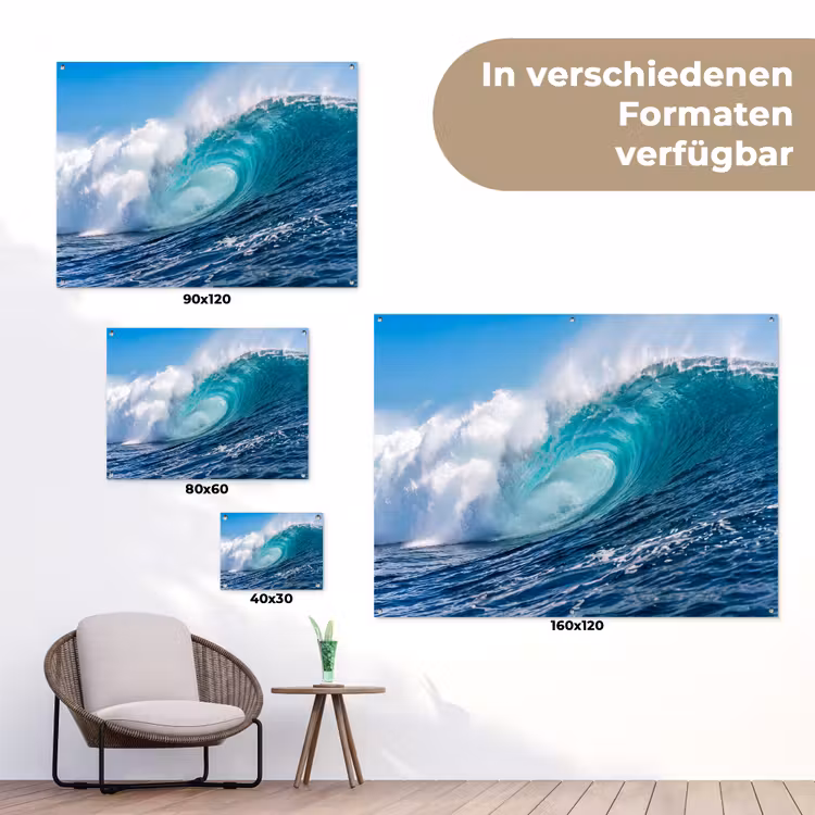 Golf - Oceaan - Water - Dynamisch - Blauw tuinposter los doek klein -Xsfeer9_DE
