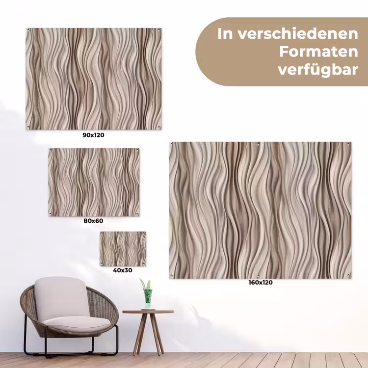 Golven - 3D - Crème tuinposter los doek klein 239 -Xsfeer9_DE