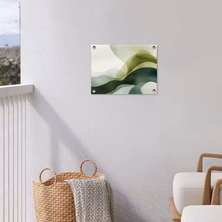 Golven - Abstract - Lichtgroen - Sierlijk tuinposter los doek klein -sfeer8