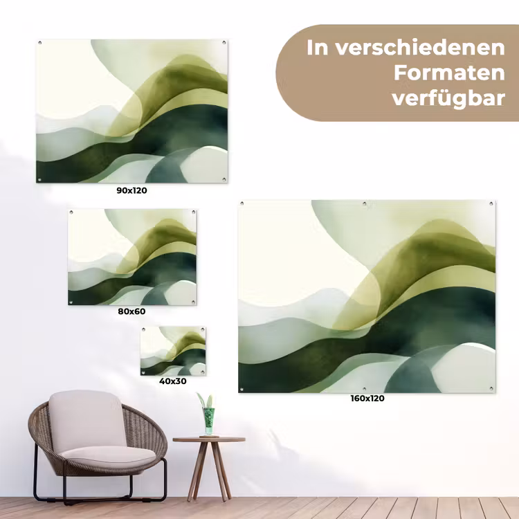 Golven - Abstract - Lichtgroen - Sierlijk tuinposter los doek klein -Xsfeer9_DE