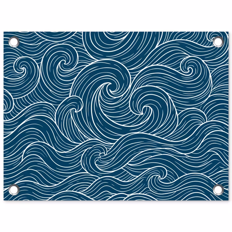 Golven - Spiraal - Water - Abstract - Blauw tuinposter los doek klein -3d