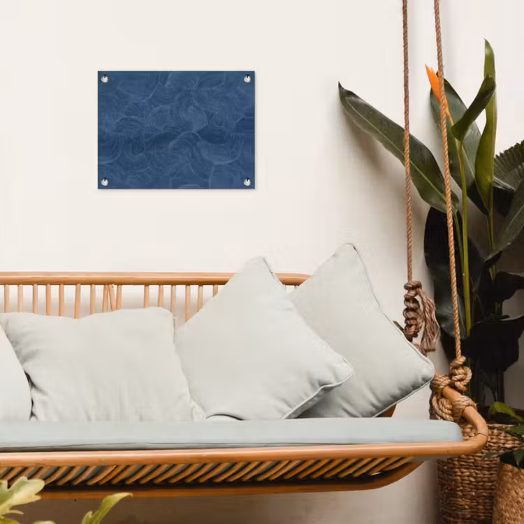Golven - Textuur - Patroon - Blauw tuinposter los doek klein 239 -sfeer7