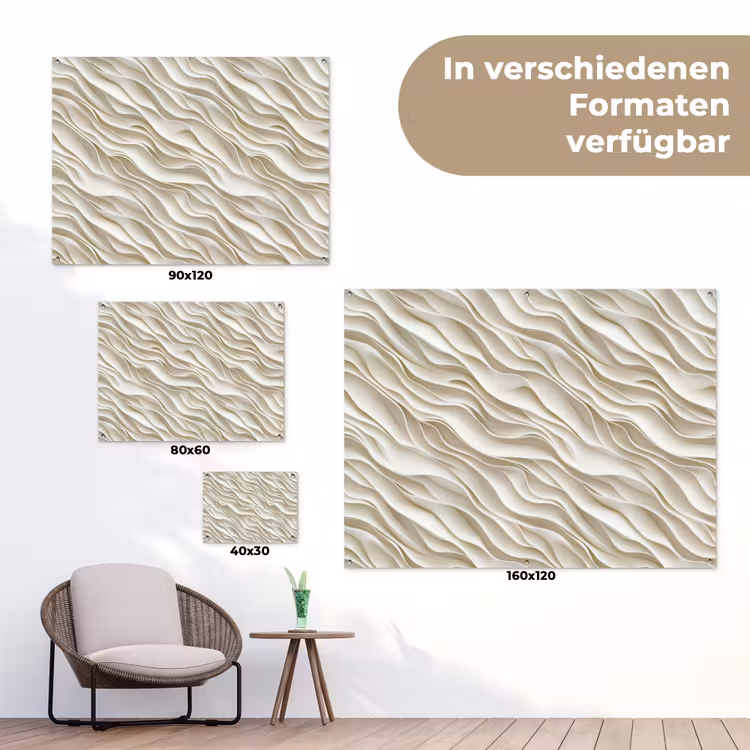 Golven - Wit - Minimalistisch tuinposter los doek klein 239 -Xsfeer9_DE