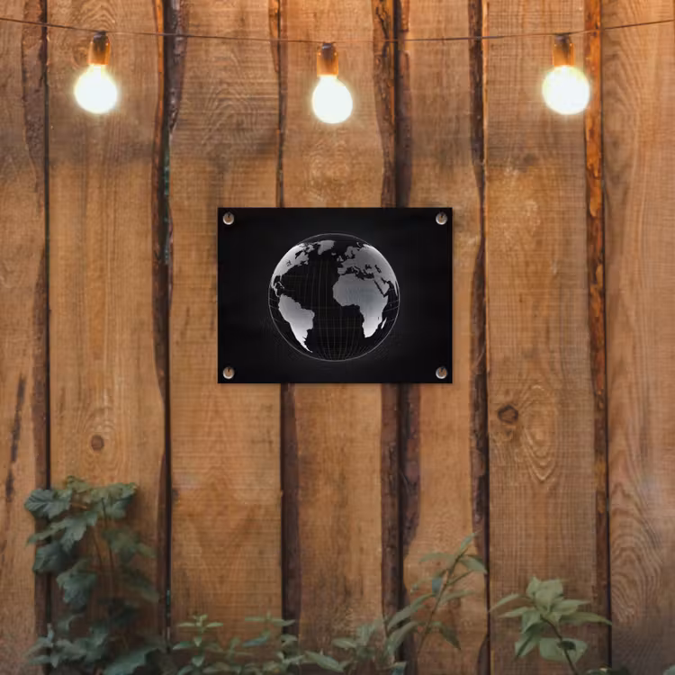 Wereldkaart - Digitaal - Raster - Wereldbol tuinposter los doek klein -sfeer1