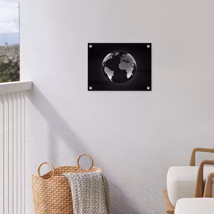 Wereldkaart - Digitaal - Raster - Wereldbol tuinposter los doek klein -sfeer8