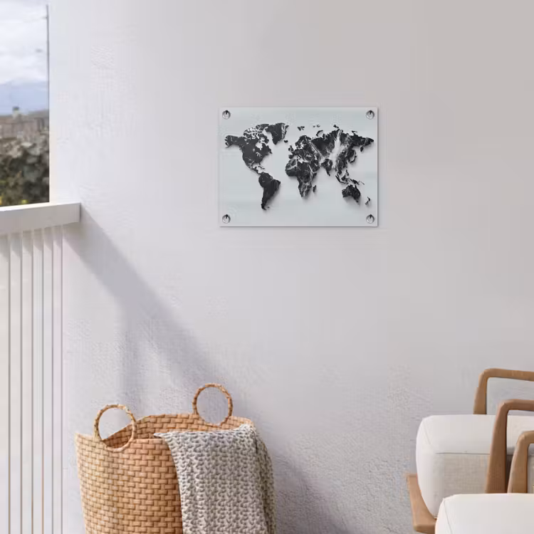 Wereldkaart - Dynamisch - Marmer - Wit tuinposter los doek klein -sfeer8