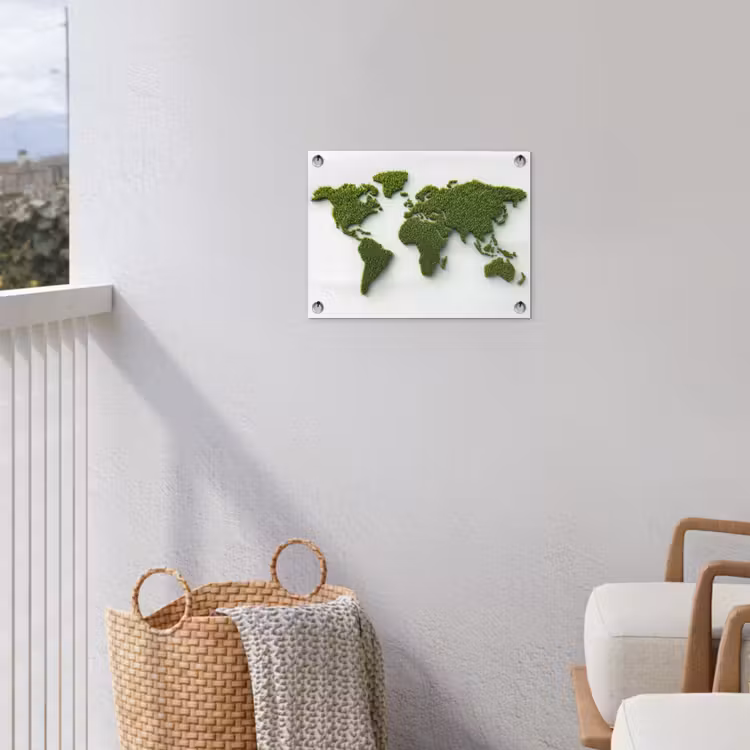 Wereldkaart - Gras textuur tuinposter los doek klein -sfeer8
