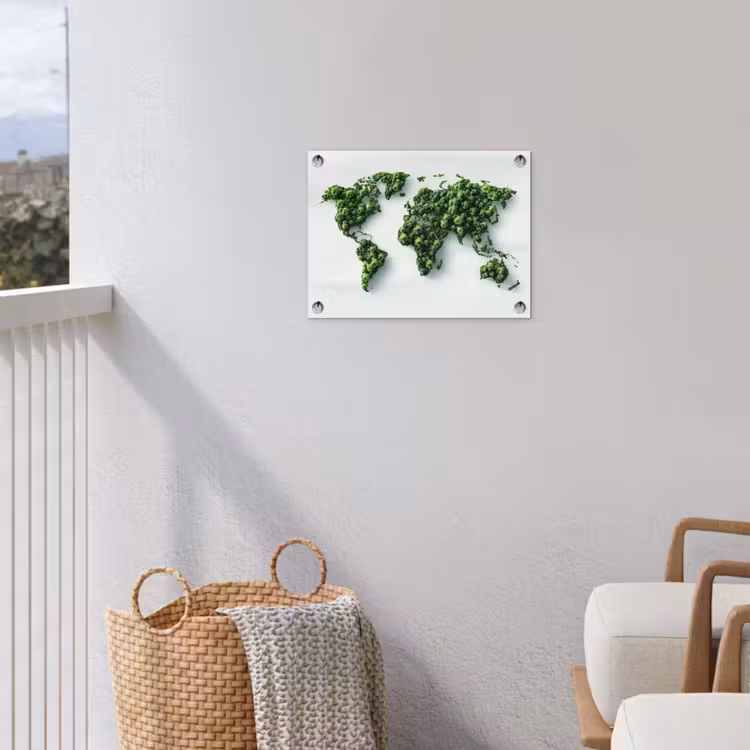 Wereldkaart - Groene bomen tuinposter los doek klein -sfeer8