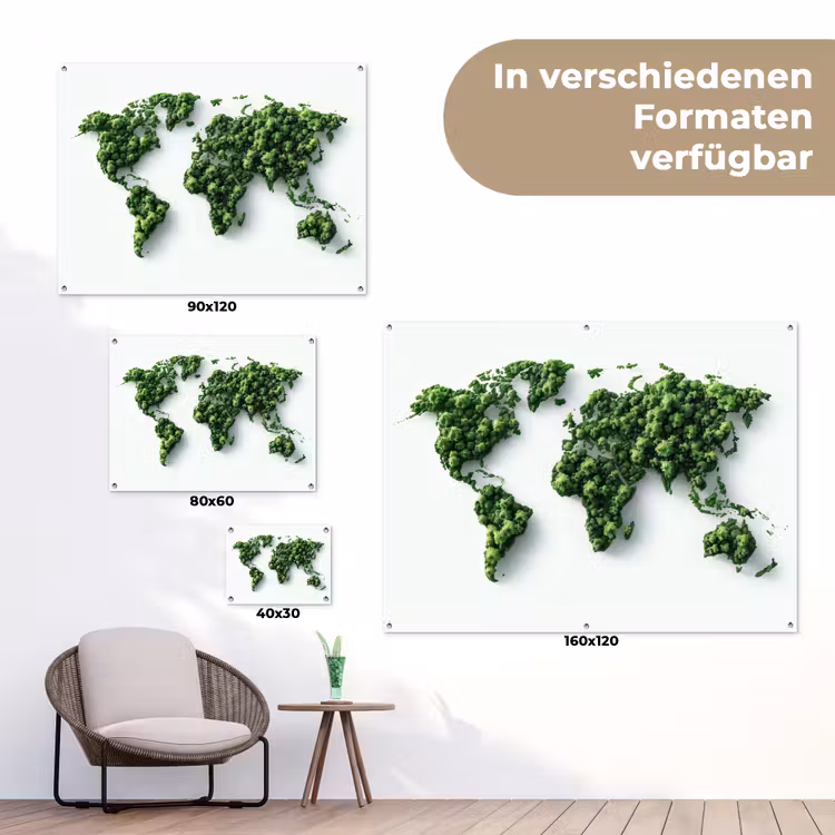 Wereldkaart - Groene bomen tuinposter los doek klein -Xsfeer9_DE