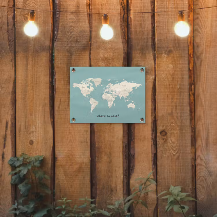 Wereldkaart - Klassiek - Lichtgroen - Landnamen tuinposter los doek klein -sfeer1