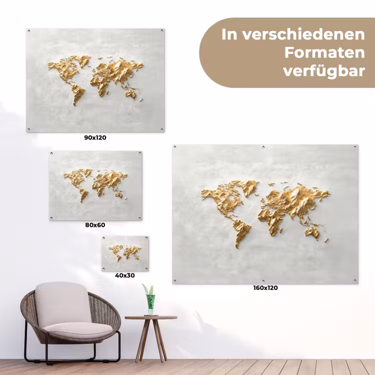 Wereldkaart - Artistiek - Grillige textuur tuinposter los doek klein -Xsfeer9_DE