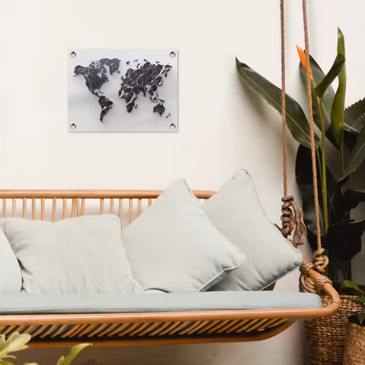 Wereldkaart - Marmer - Modern tuinposter los doek klein -sfeer7