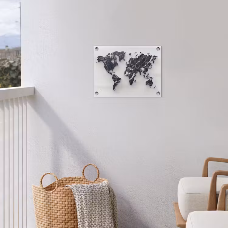 Wereldkaart - Marmer - Modern tuinposter los doek klein -sfeer8