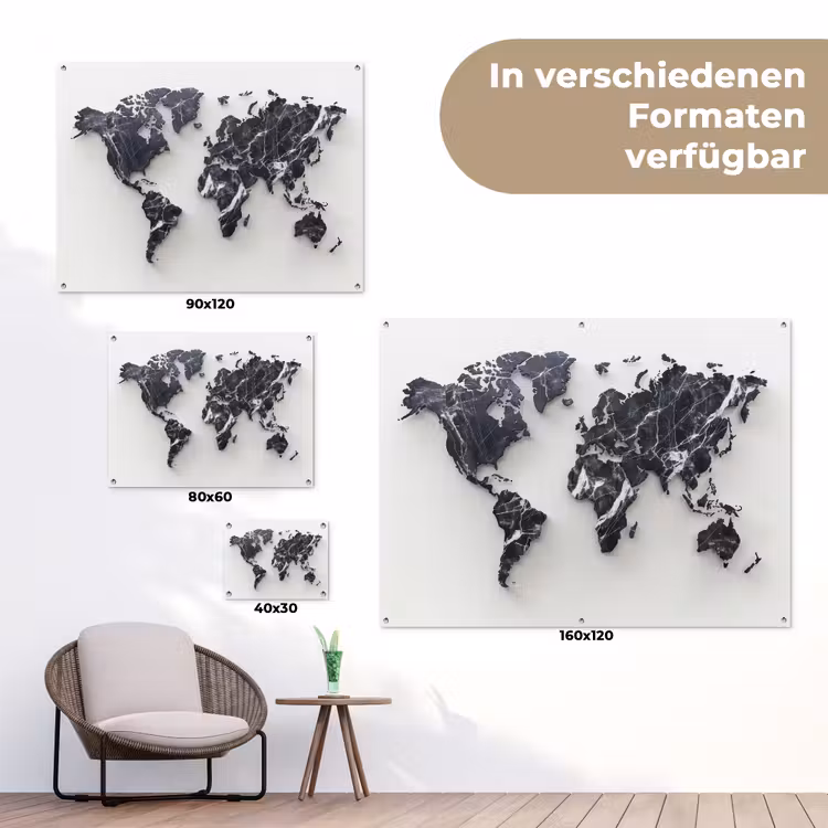 Wereldkaart - Marmer - Modern tuinposter los doek klein -Xsfeer9_DE