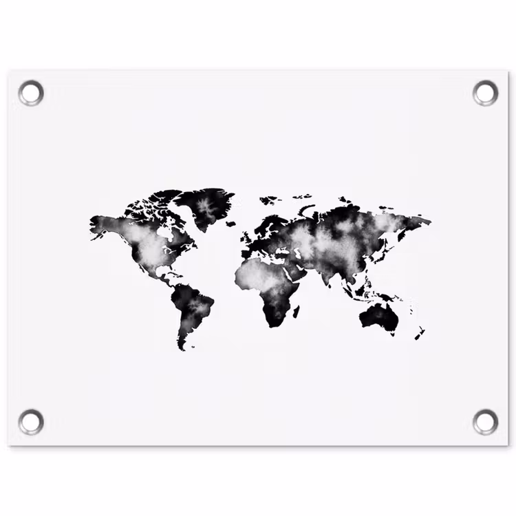 Wereldkaart - Minimalistisch tuinposter los doek klein -3d