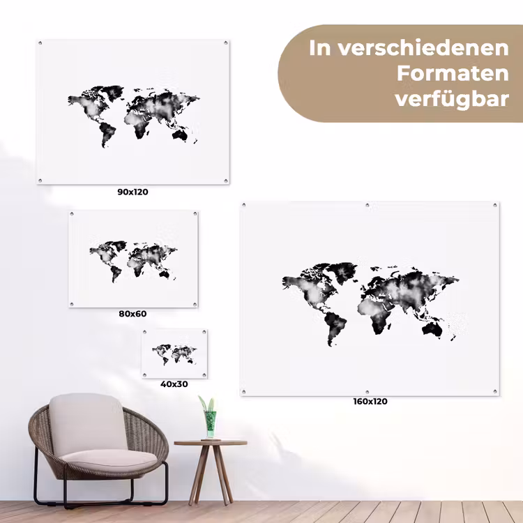 Wereldkaart - Minimalistisch tuinposter los doek klein -Xsfeer9_DE
