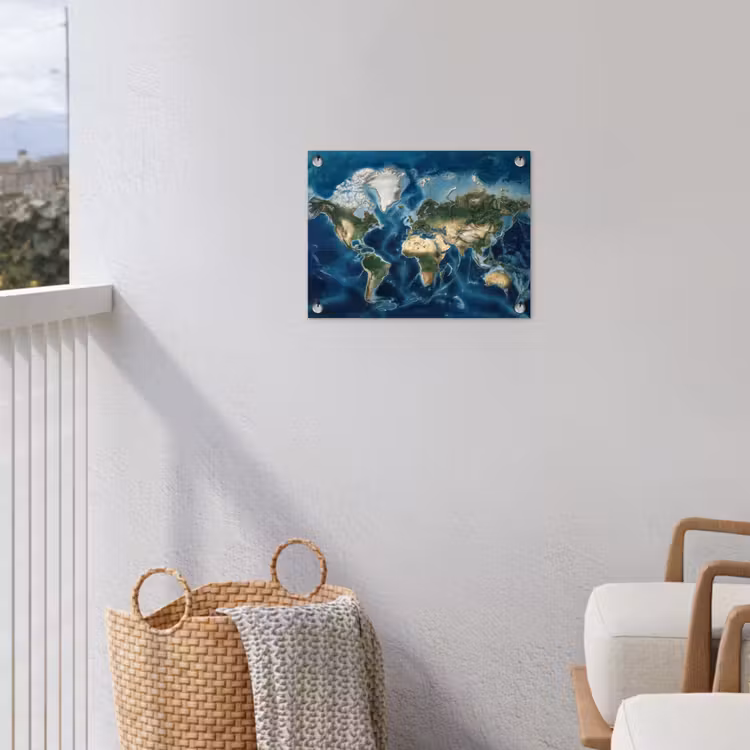 Wereldkaart - Natuurlijk - Goud tuinposter los doek klein -sfeer8