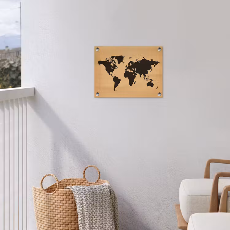 Wereldkaart - Raster -Zwart tuinposter los doek klein -sfeer8