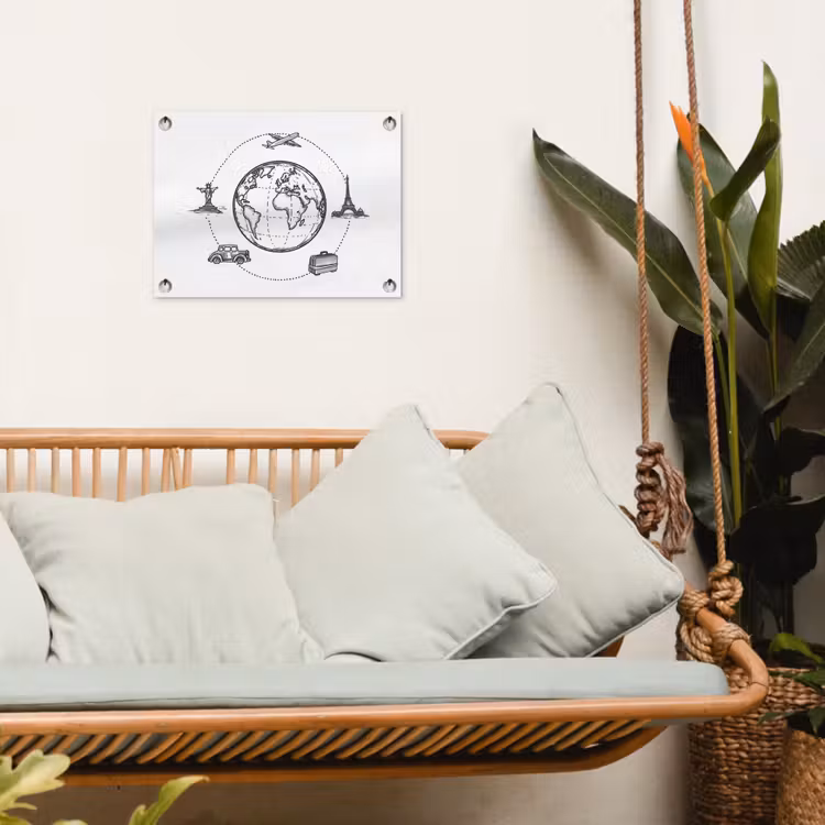 Wereldkaart - Beelden - Reis tuinposter los doek klein -sfeer7