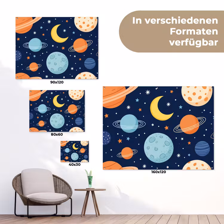 Ruimte - Planeten - Kleurrijk tuinposter los doek klein -Xsfeer9_DE