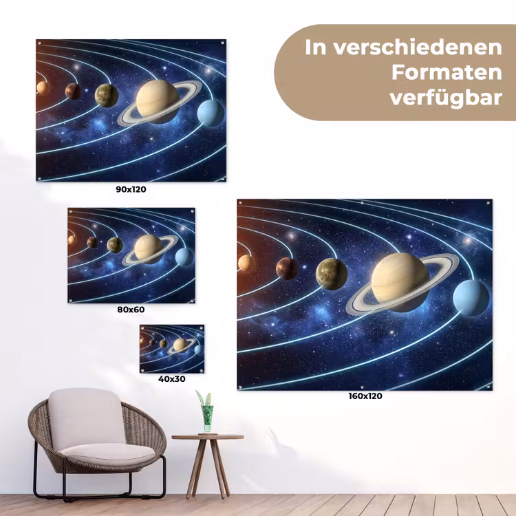 Ruimte - Zonnestelsel - Blauw tuinposter los doek klein -Xsfeer9_DE