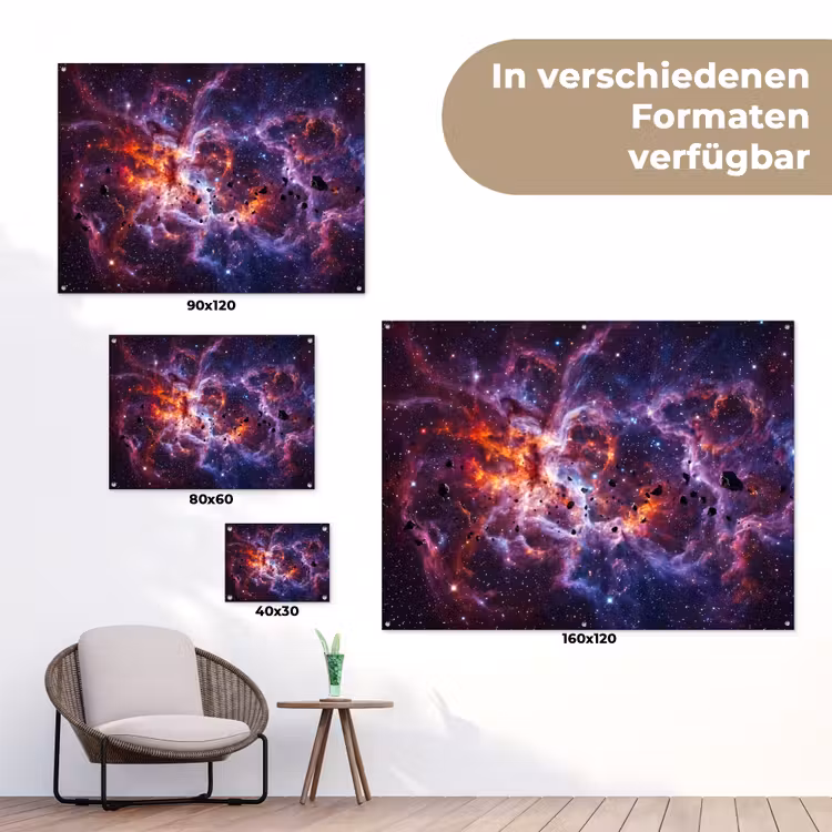 Space - Stars - Abstract - Colorful tuinposter los doek klein -Xsfeer9_DE