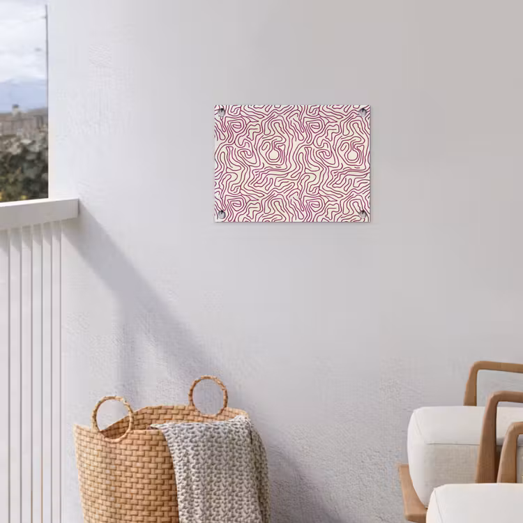 Kronkelende lijn - Magenta - Crème tuinposter los doek klein 239 -sfeer8